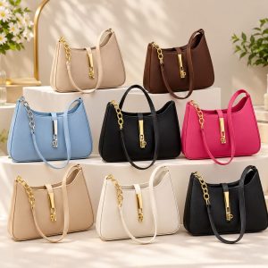 Elegant Chain Detail Hobo Shoulder Bag